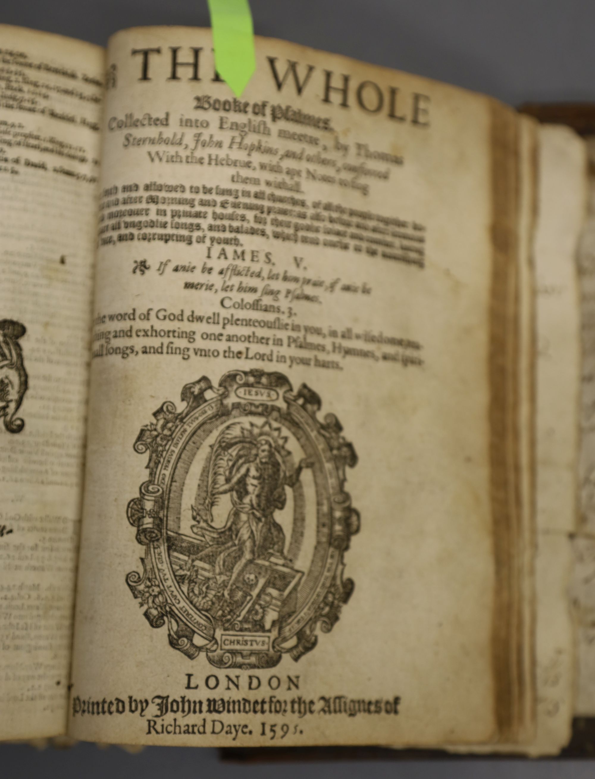 Bible in English - The Bible, 2 works in 1 vol, qto, contemporary calf, very worn and scuffed, covers detached, lacking title to Old Te